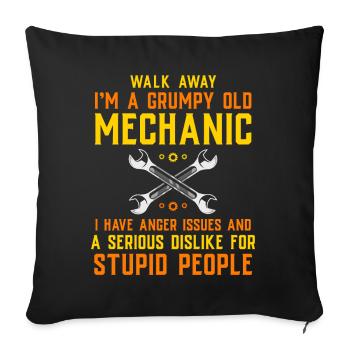 Car mechanic mechatronics technician screwdriver sayings - Sofa pillowcase 17,3'' x 17,3'' (45 x 45 cm) - black - Front