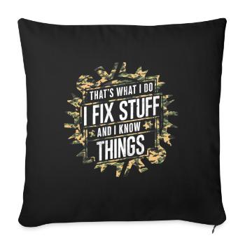 Car mechanic mechatronics technician screwdriver sayings - Sofa pillowcase 17,3'' x 17,3'' (45 x 45 cm) - black - Front