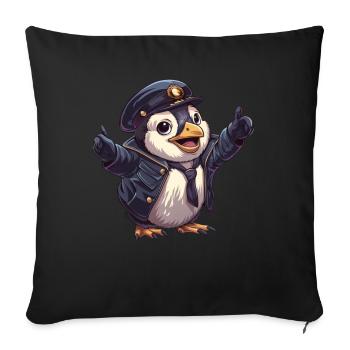 Pinguin Shinkansen Schaffner Japanisch Kawaii Ping - Sofakissenbezug 45 x 45 cm - Schwarz - Vorne