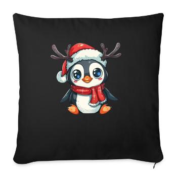 Pingouin Renne Noël Pingouin mignon - Housse de coussin décorative 45 x 45 cm - noir - Devant