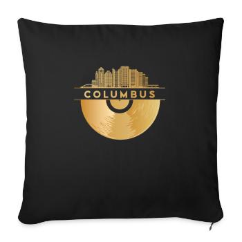 Disque Vinyle Disco Musique Skyline-Columbus - Housse de coussin décorative 45 x 45 cm - noir - Devant