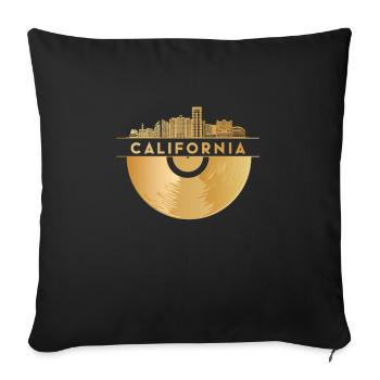 Disque Vinyle Disco Musique Skyline-Californie - Housse de coussin décorative 45 x 45 cm - noir - Devant