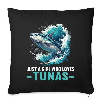 Tuna Thunfische Thunfisch - Sofakissenbezug 45 x 45 cm - Schwarz - Vorne