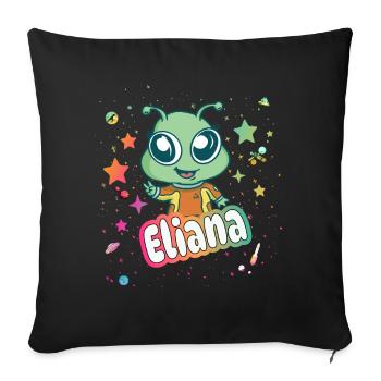 ELIANA - Beautiful girl name with cute alien - Sofa pillowcase 17,3'' x 17,3'' (45 x 45 cm) - black - Front