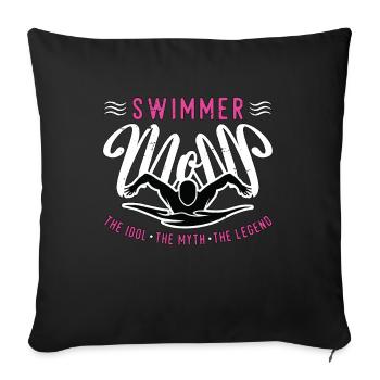 Maman nageuse L’idole Le mythe L’amoureux de la natation - Housse de coussin décorative 45 x 45 cm - noir - Devant