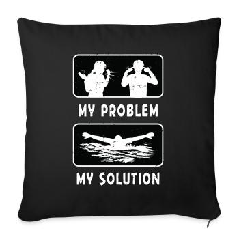 Nageur Mon problème Ma solution Pictogramme Papa Maman - Housse de coussin décorative 45 x 45 cm - noir - Devant