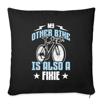 Cycliste Mon autre vélo est aussi un vélo de route Fixie - Housse de coussin décorative 45 x 45 cm - noir - Devant