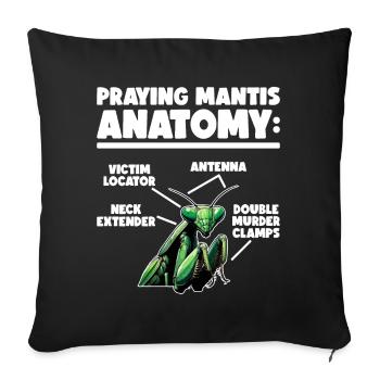 Mante religieuse Entomologie des insectes Entomologiste - Housse de coussin décorative 45 x 45 cm - noir - Devant