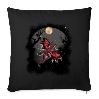Drache Drachen Fabel Mittelalter Märchen Myth - Sofakissenbezug 45 x 45 cm - Schwarz - Vorne
