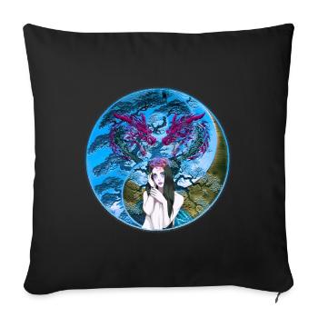 Dragon Dragon Girl Fairy Tale Fantasy - Sofa pillowcase 17,3'' x 17,3'' (45 x 45 cm) - black - Front