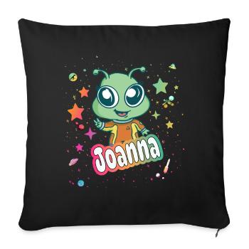 JOANNA - Beau nom de fille avec un extraterrestre mignon - Housse de coussin décorative 45 x 45 cm - noir - Devant