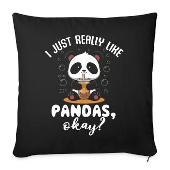 Panda Panda Bear Funny - Sofa pillowcase 17,3'' x 17,3'' (45 x 45 cm) - black - Front