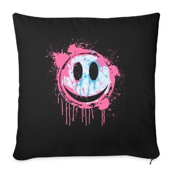 Graffiti Smiley Face - Street Art Urbain - Housse de coussin décorative 45 x 45 cm - noir - Devant