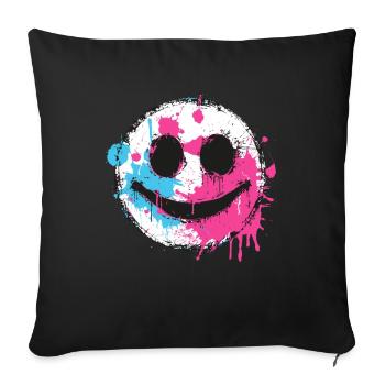 Graffiti Smiley Face - Street Art Urbain - Housse de coussin décorative 45 x 45 cm - noir - Devant