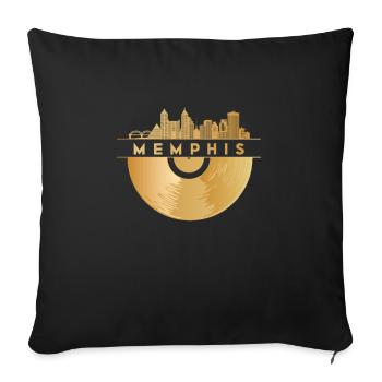 Disque Vinyle Disco Musique Skyline-Memphis - Housse de coussin décorative 45 x 45 cm - noir - Devant