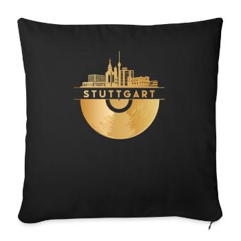 Disque Vinyle Disco Music Skyline-Stuttgart - Housse de coussin décorative 45 x 45 cm - noir - Devant