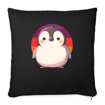 Pingouin Kawaii Pingouin mignon - Housse de coussin décorative 45 x 45 cm - noir - Devant