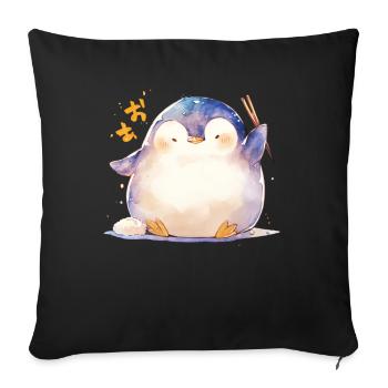 Pingouin Kawaii Pingouin mignon - Housse de coussin décorative 45 x 45 cm - noir - Devant