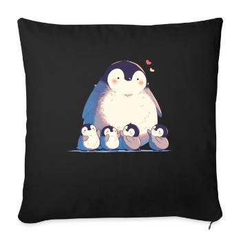 Penguin Family Kawaii Penguin Cute - Sofa pillowcase 17,3'' x 17,3'' (45 x 45 cm) - black - Front