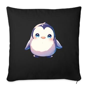 Pingouin Kawaii Pingouin mignon - Housse de coussin décorative 45 x 45 cm - noir - Devant