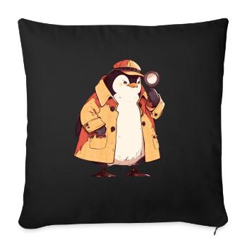 Penguin Detective Kawaii Penguin Cute - Sofa pillowcase 17,3'' x 17,3'' (45 x 45 cm) - black - Front