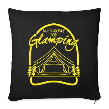 Camping, Glamping, Camping-car, Camping-car, Camping-car - Housse de coussin décorative 45 x 45 cm - noir - Devant