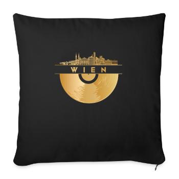 Vinyl Record - Skyline-Austria-Vienna - Sofa pillowcase 17,3'' x 17,3'' (45 x 45 cm) - black - Front