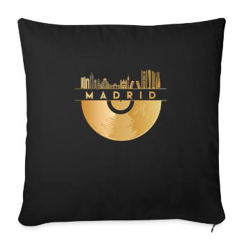 Disque vinyle - Skyline-Espagne-Madrid - Housse de coussin décorative 45 x 45 cm - noir - Devant
