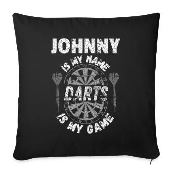 Conception personnalisée du joueur de fléchettes Johnny - Housse de coussin décorative 45 x 45 cm - noir - Devant