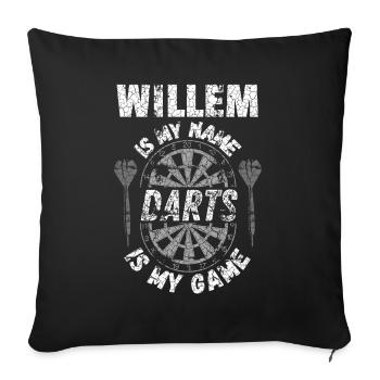T-shirt de fléchettes personnalisé pour Willem - Housse de coussin décorative 45 x 45 cm - noir - Devant