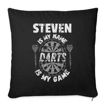 T-shirt de fléchettes personnalisé pour Steven - Housse de coussin décorative 45 x 45 cm - noir - Devant