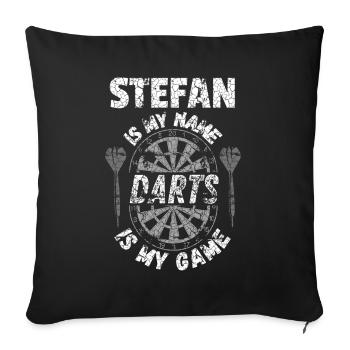 Personalised Darts T-Shirt for Stefan - Sofa pillowcase 17,3'' x 17,3'' (45 x 45 cm) - black - Front