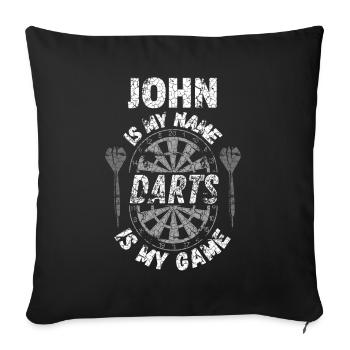 T-shirt de fléchettes personnalisé pour John - Housse de coussin décorative 45 x 45 cm - noir - Devant
