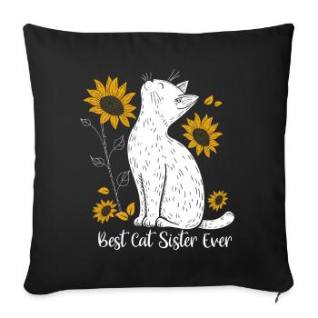 Meilleure sœur de chat de tous les temps - Housse de coussin décorative 45 x 45 cm - noir - Devant