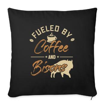 Alimenté par le café et les bisons Buffalo Bovinae Lover - Housse de coussin décorative 45 x 45 cm - noir - Devant