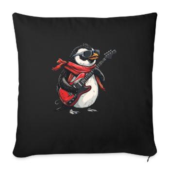 Penguin Electric Guitar Rock Kawaii Penguin - Sofa pillowcase 17,3'' x 17,3'' (45 x 45 cm) - black - Front