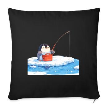 Pingouin Kawaii Pingouin mignon - Housse de coussin décorative 45 x 45 cm - noir - Devant