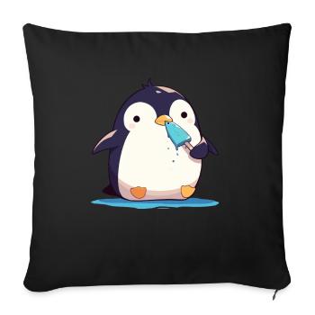Pinguin Fisch Eis am Stiel Kawaii Pinguin Niedlich - Sofakissenbezug 45 x 45 cm - Schwarz - Vorne