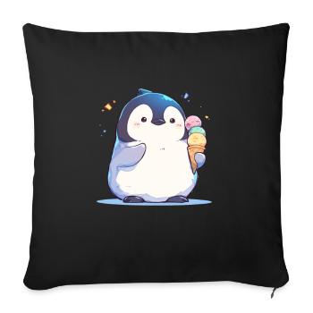 Penguin Ice Cream Kawaii Penguin Cute - Sofa pillowcase 17,3'' x 17,3'' (45 x 45 cm) - black - Front