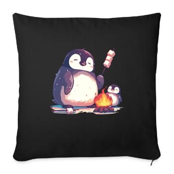 Pinguin Marshmallows Kawaii Pinguin Niedlich - Sofakissenbezug 45 x 45 cm - Schwarz - Vorne
