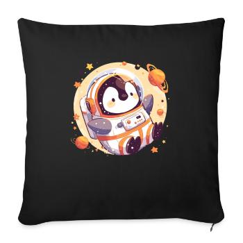 Penguin Astronaut Kawaii Penguin Cute - Sofa pillowcase 17,3'' x 17,3'' (45 x 45 cm) - black - Front