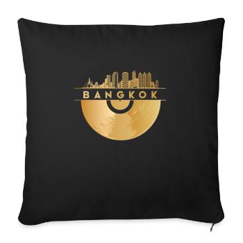 Disque Vinyle Musique Skyline-Thaïlande-Bangkok - Housse de coussin décorative 45 x 45 cm - noir - Devant