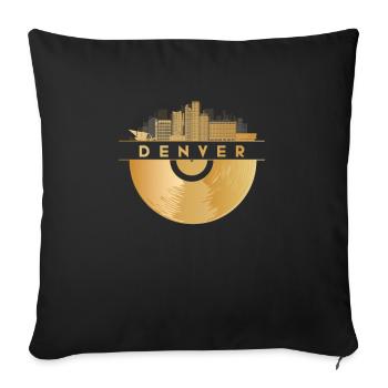 Disque Vinyle Musique Skyline-USA-Denver - Housse de coussin décorative 45 x 45 cm - noir - Devant