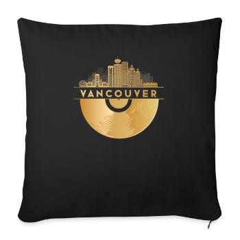 Disque vinyle Musique Skyline-Canada-Vancouver - Housse de coussin décorative 45 x 45 cm - noir - Devant