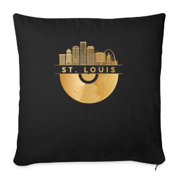 Disque Vinyle Musique Skyline-USA-St.-Louis - Housse de coussin décorative 45 x 45 cm - noir - Devant