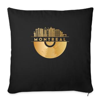 Disque vinyle Musique Skyline-Canada-Montréal - Housse de coussin décorative 45 x 45 cm - noir - Devant