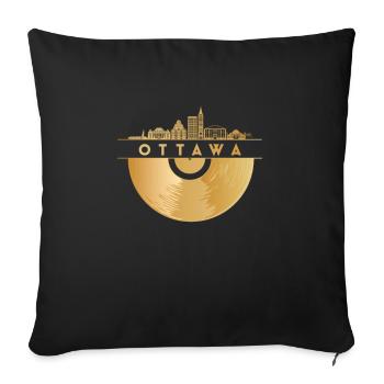 Disque vinyle Musique Skyline-Canada-Ottawa - Housse de coussin décorative 45 x 45 cm - noir - Devant