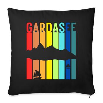 Gardasee Vintage Lago Di Garda Italien Urlaub - Sofakissenbezug 45 x 45 cm - Schwarz - Vorne
