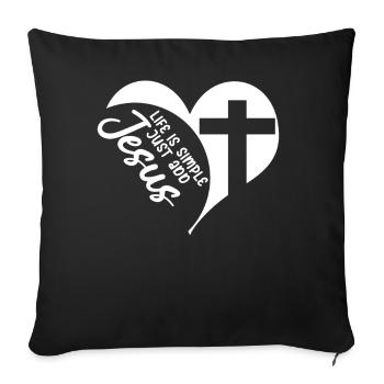 Jesus Christ Christianity Bible Heart - Sofakissenbezug 45 x 45 cm - Schwarz - Vorne