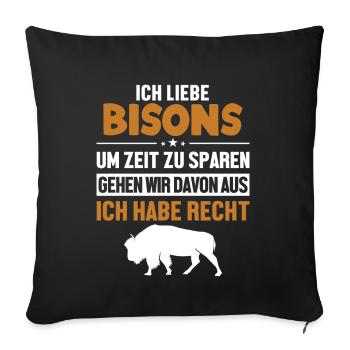 Bison hat immer Recht Buffalo Bovinae Américain - Housse de coussin décorative 45 x 45 cm - noir - Devant